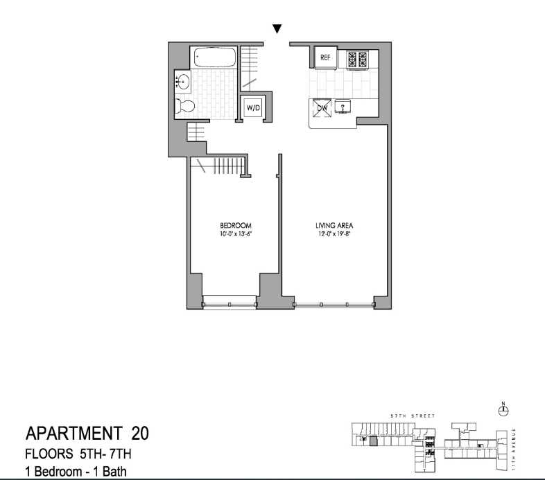 Floorplan for 606 West 57th Street, 620