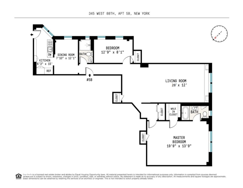 Floorplan for 345 West 88th Street, 5B