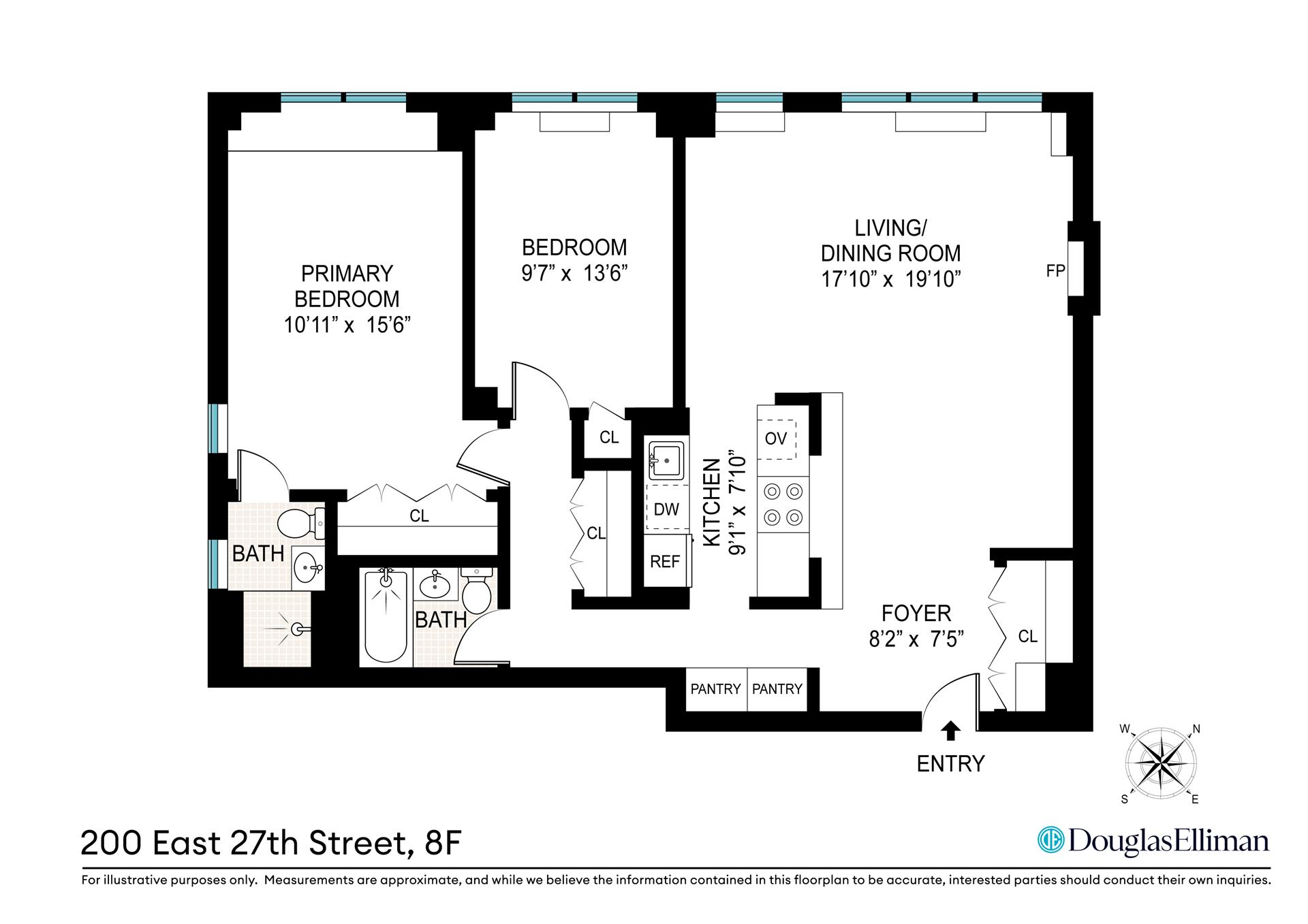 Floorplan for 200 East 27th Street, 8F