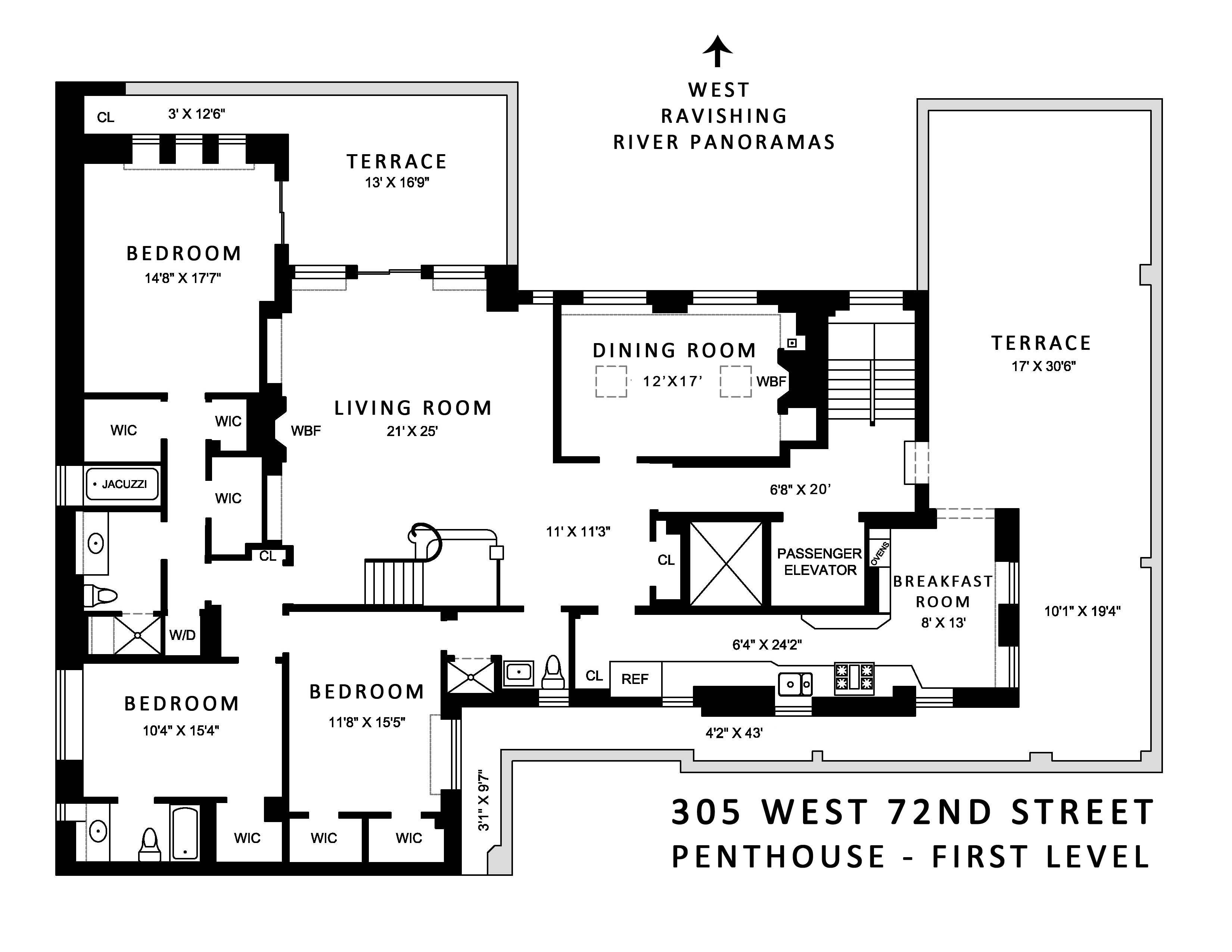 Floorplan for 305 West 72nd Street, PH