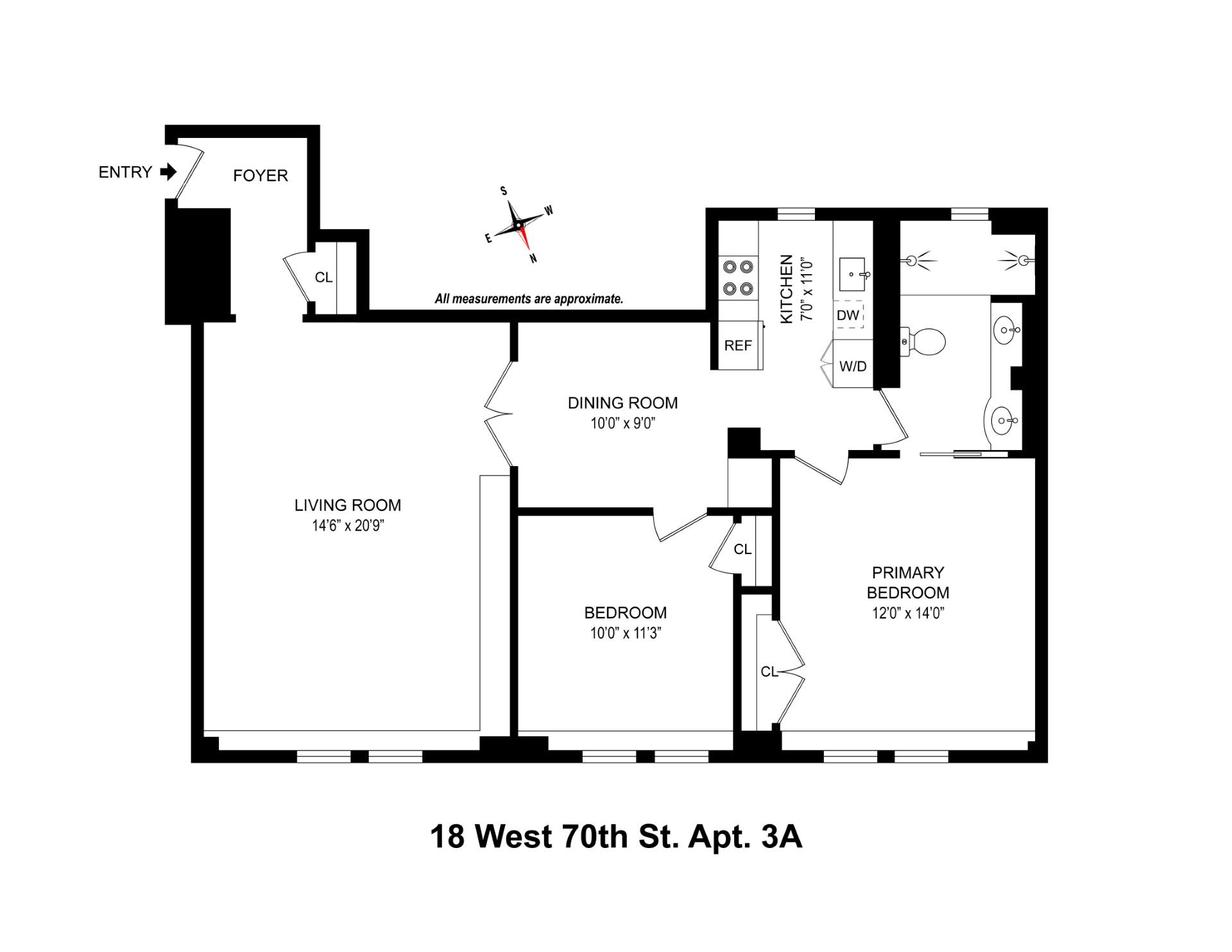 Floorplan for 18 West 70th Street, 3A