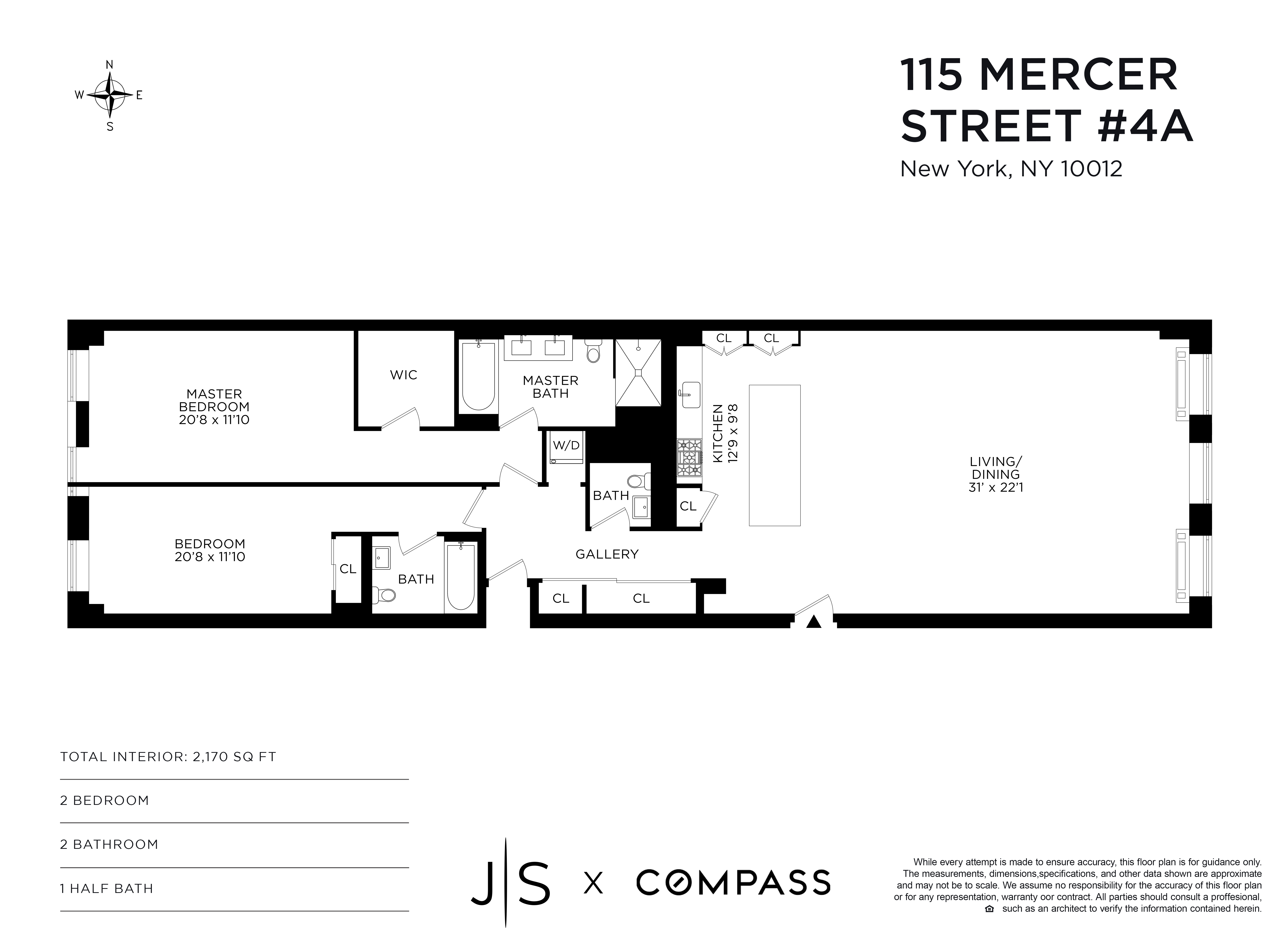 Floorplan for 115 Mercer Street, 4A