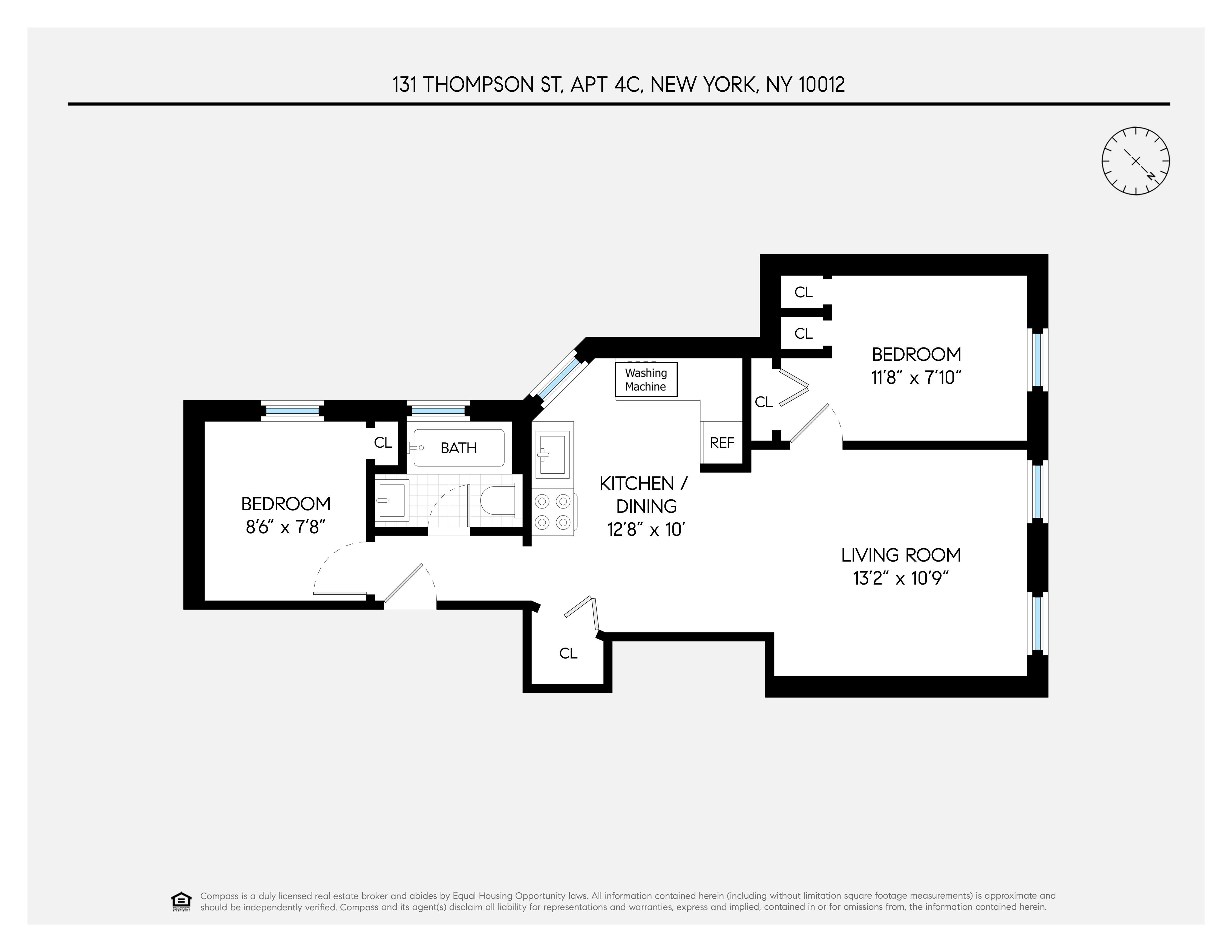 Floorplan for 131 Thompson Street, 4C