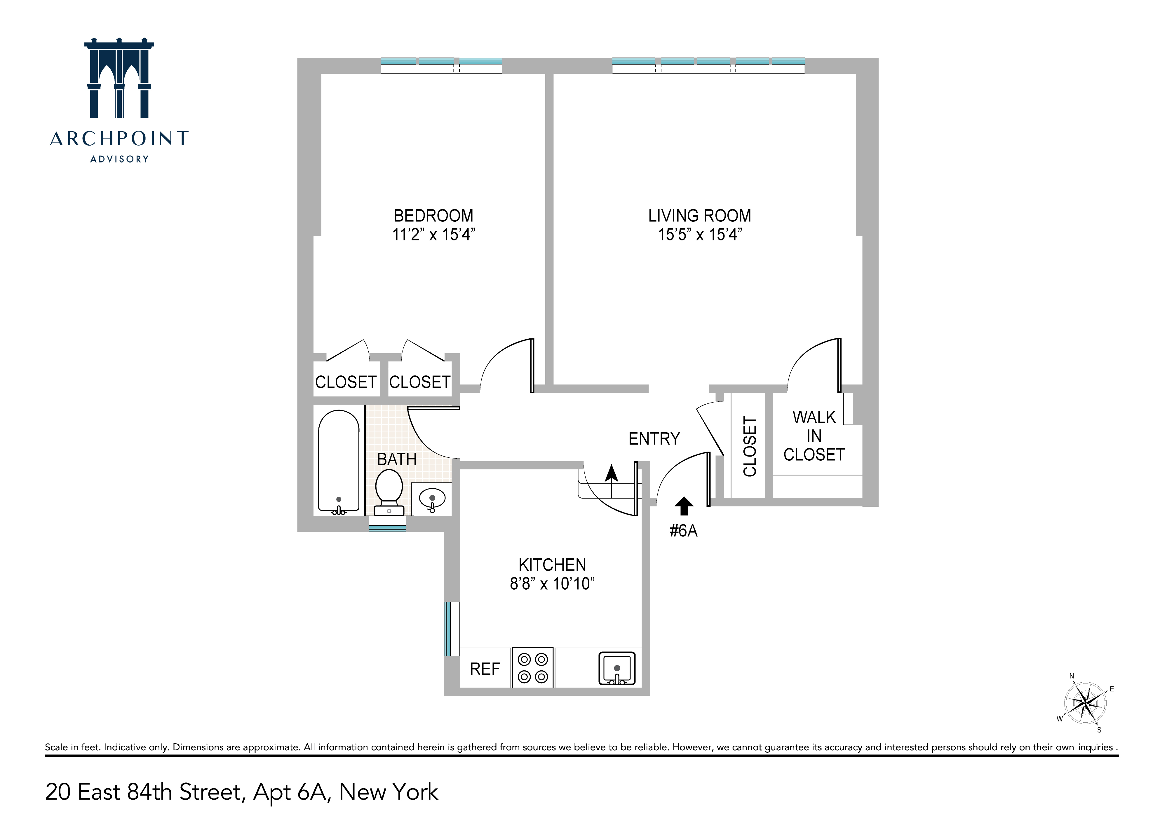 Floorplan for East 84th Street, 6A