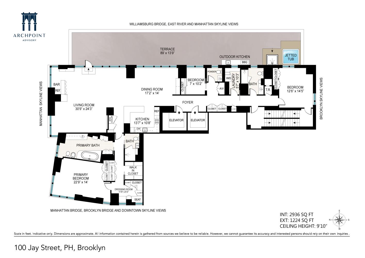 Floorplan for 100 Jay Street, PH