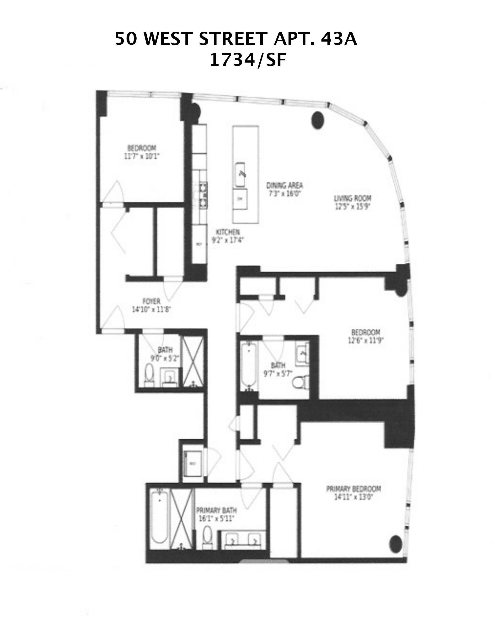 Floorplan for 50 West Street, 43A