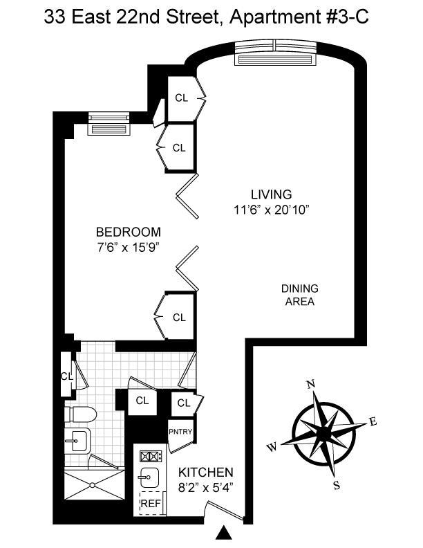 Floorplan for 33 East 22nd Street, 3-C