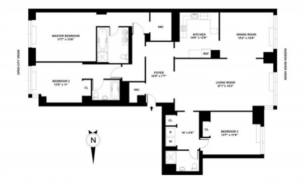 Floorplan for 80 Riverside Boulevard, 15B