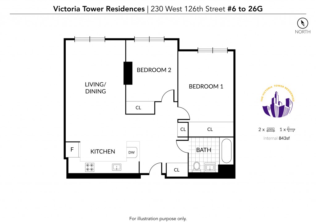 Floorplan for 230 West 126th Street, 21-G