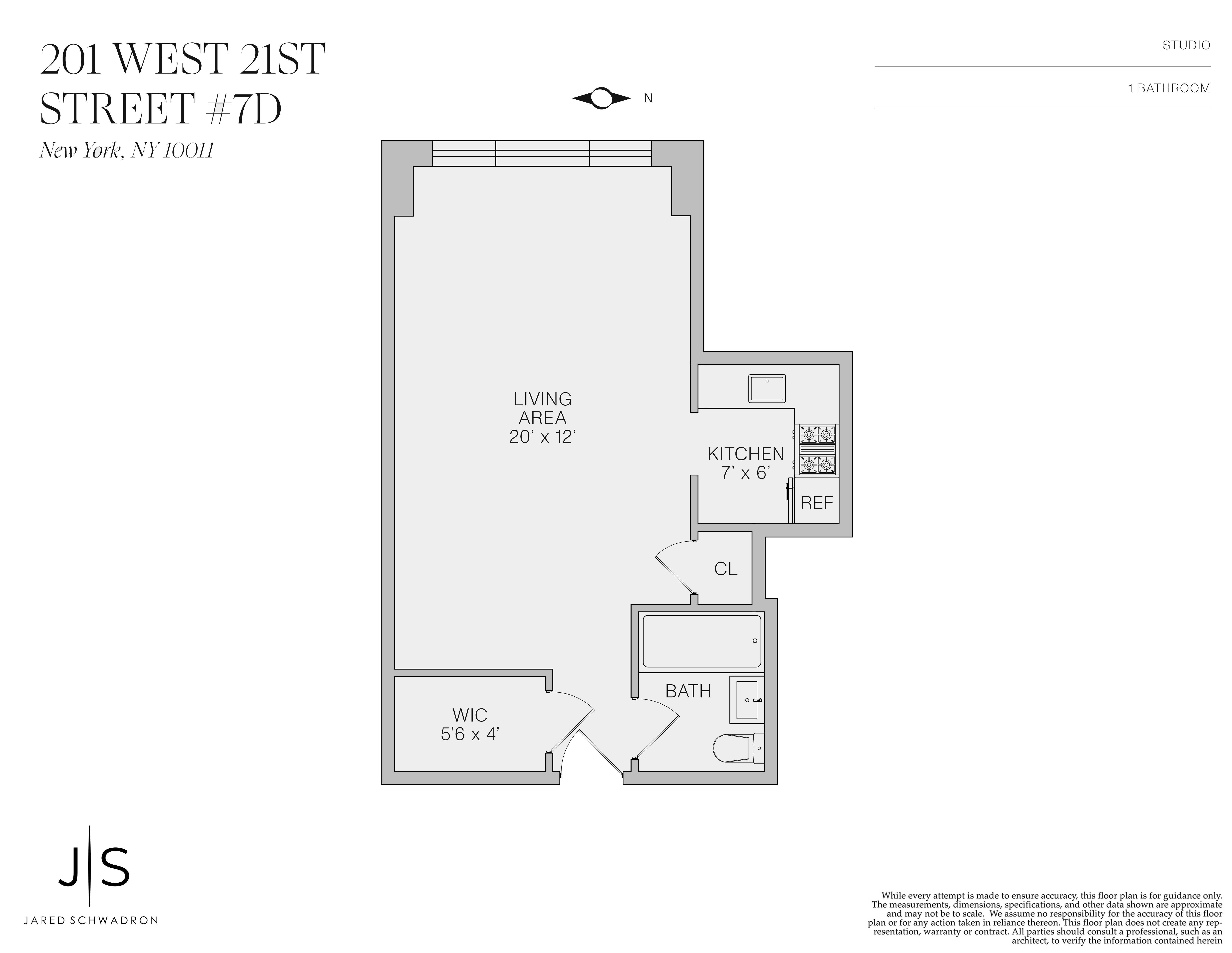 Floorplan for 201 West 21st Street, 7D