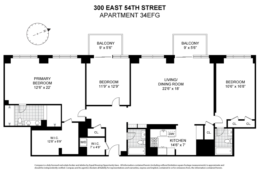 Floorplan for 300 East 54th Street, 34EFG