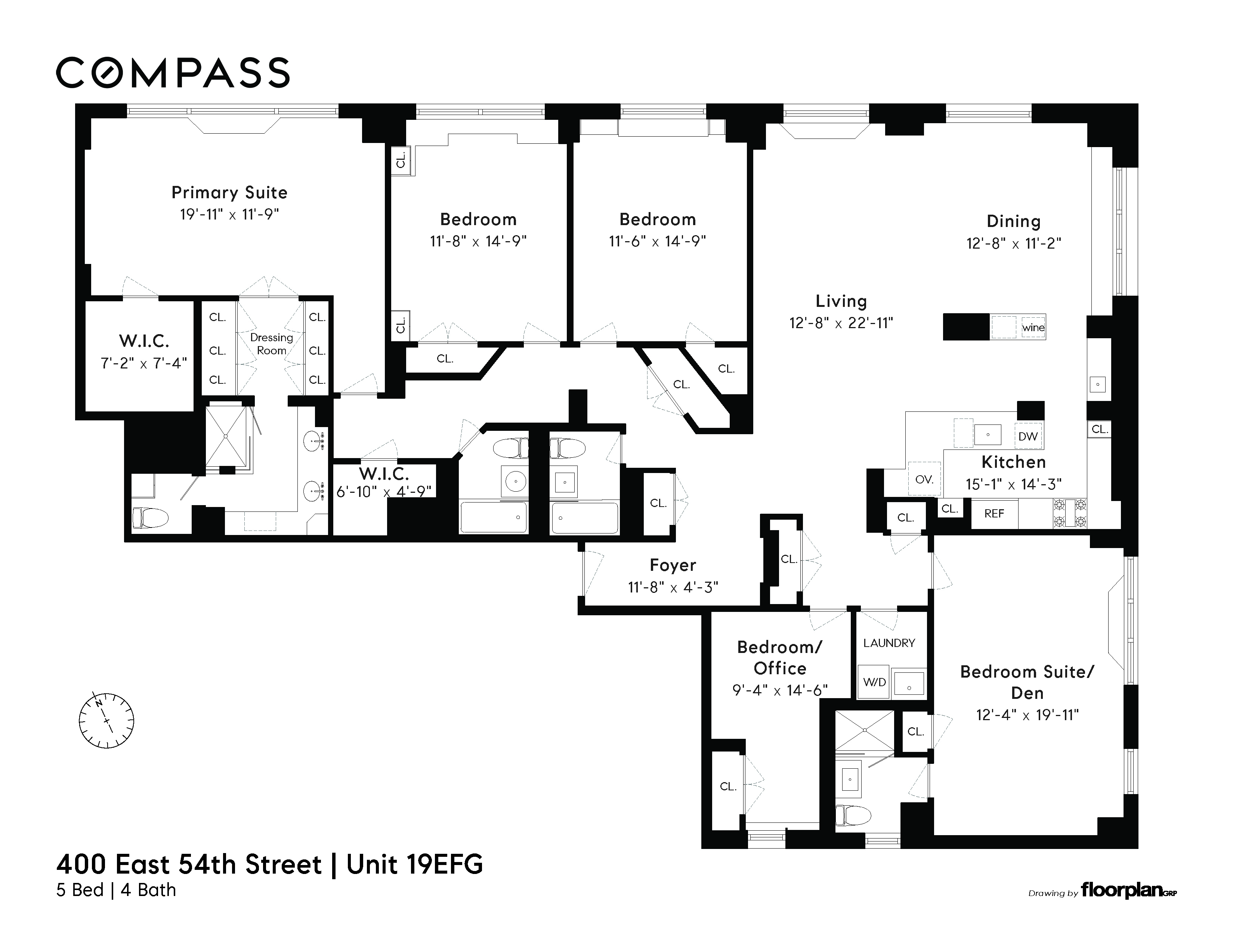 Floorplan for 400 East 54th Street, 19F