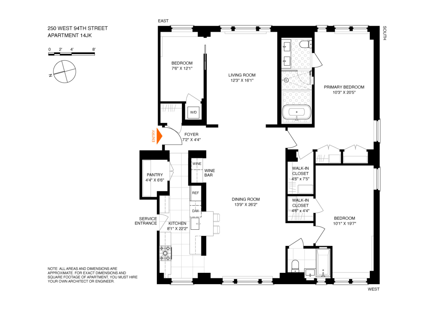 Floorplan for 250 West 94th Street, 14JK