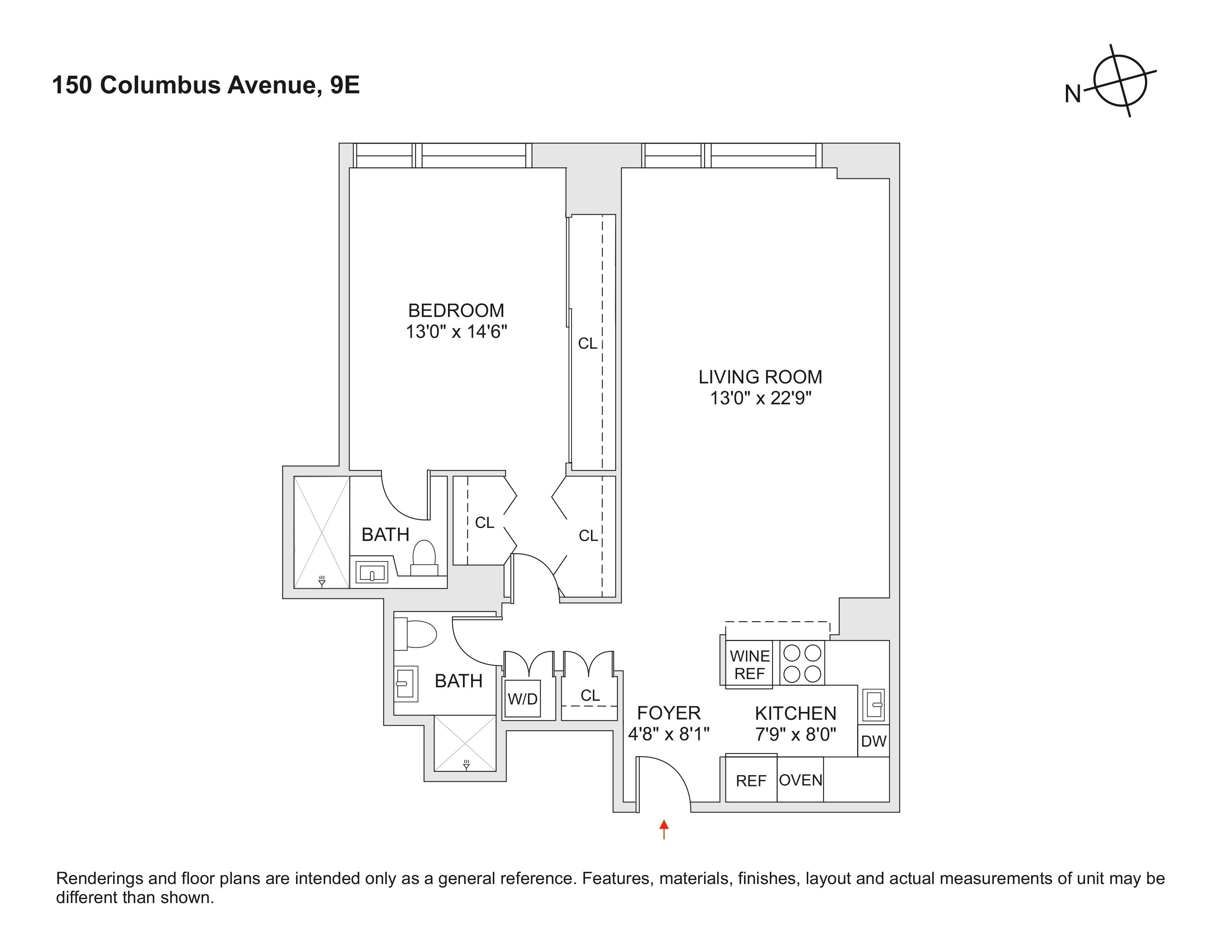 Floorplan for 150 Columbus Avenue, 9-E