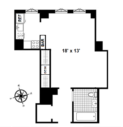 Floorplan for 201 West 16th Street, 8E