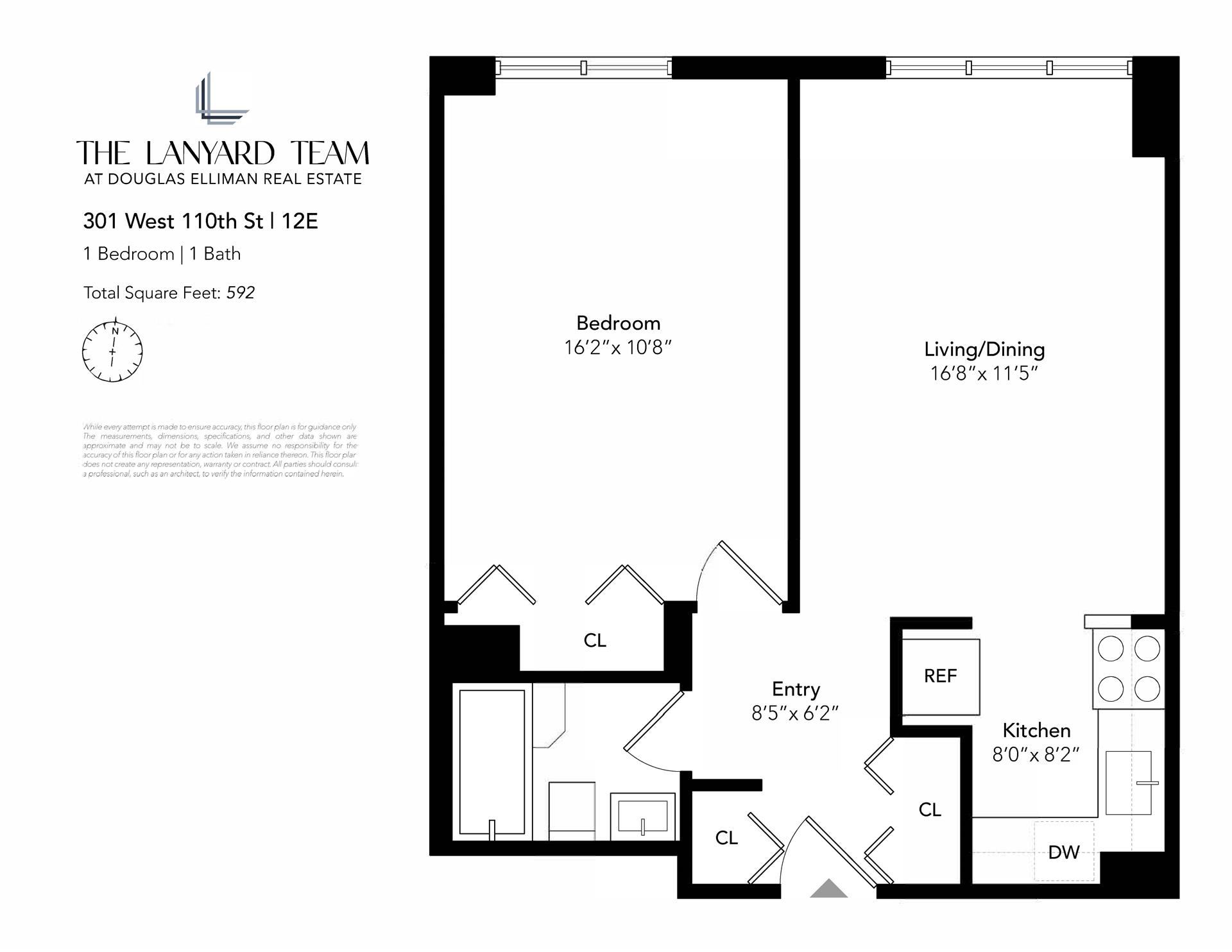 Floorplan for 301 West 110th Street, 12E