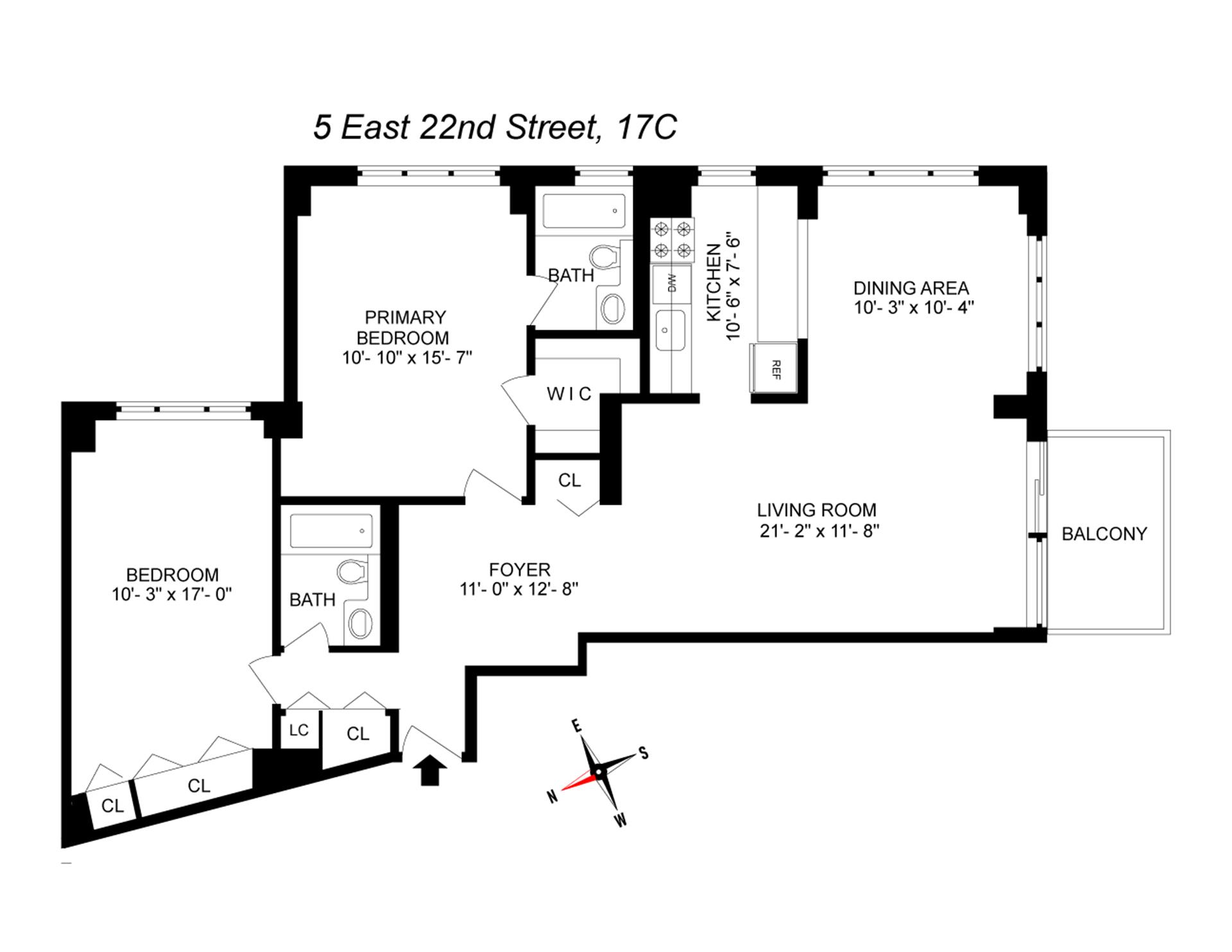 Floorplan for 5 East 22nd Street, 17C