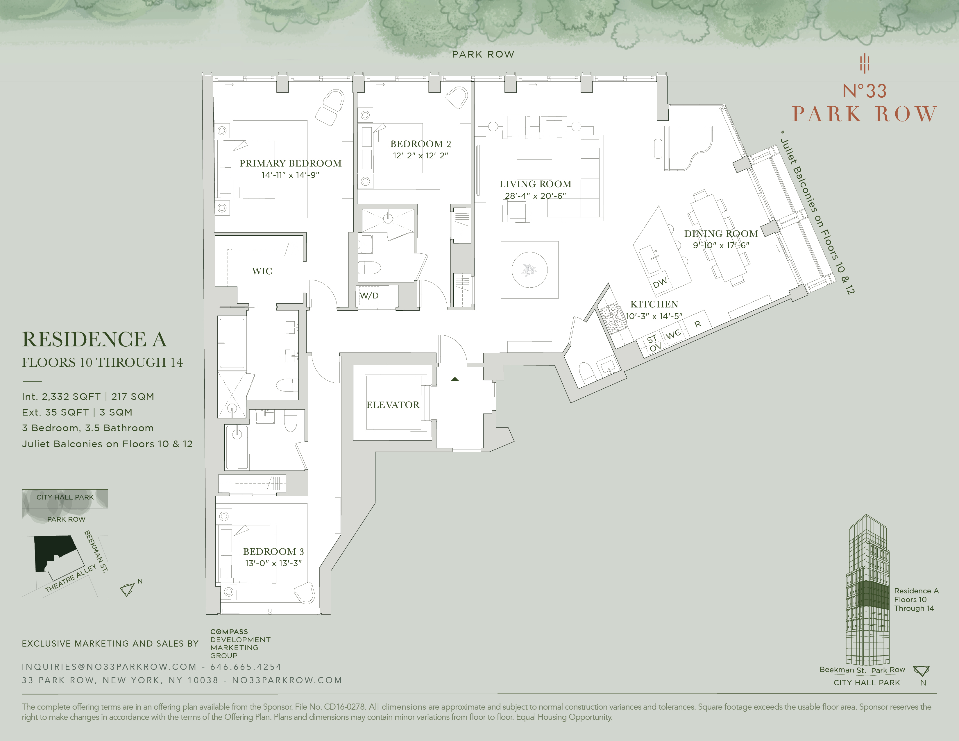 Floorplan for 33 Park Row, 14A