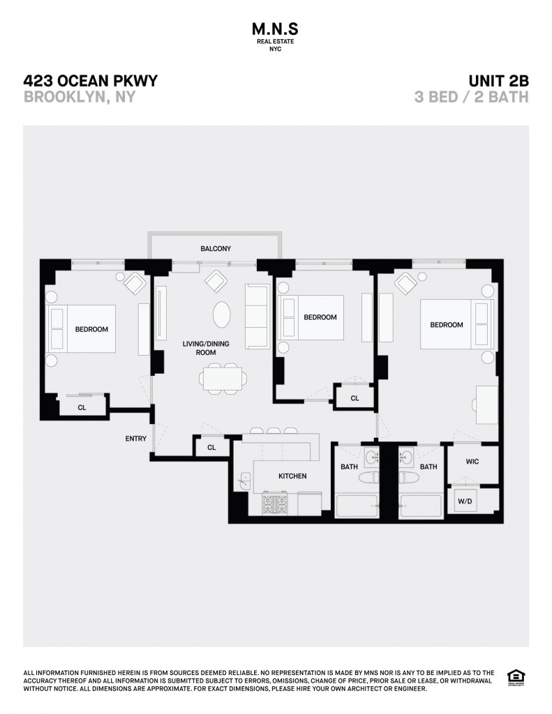 Floorplan for 423 Ocean Parkway, 2-B