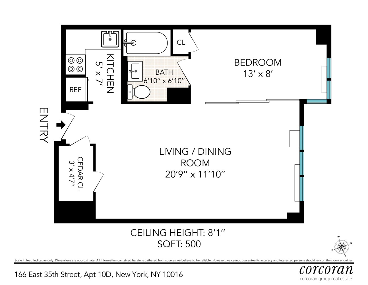 Floorplan for 166 East 35th Street, 10D