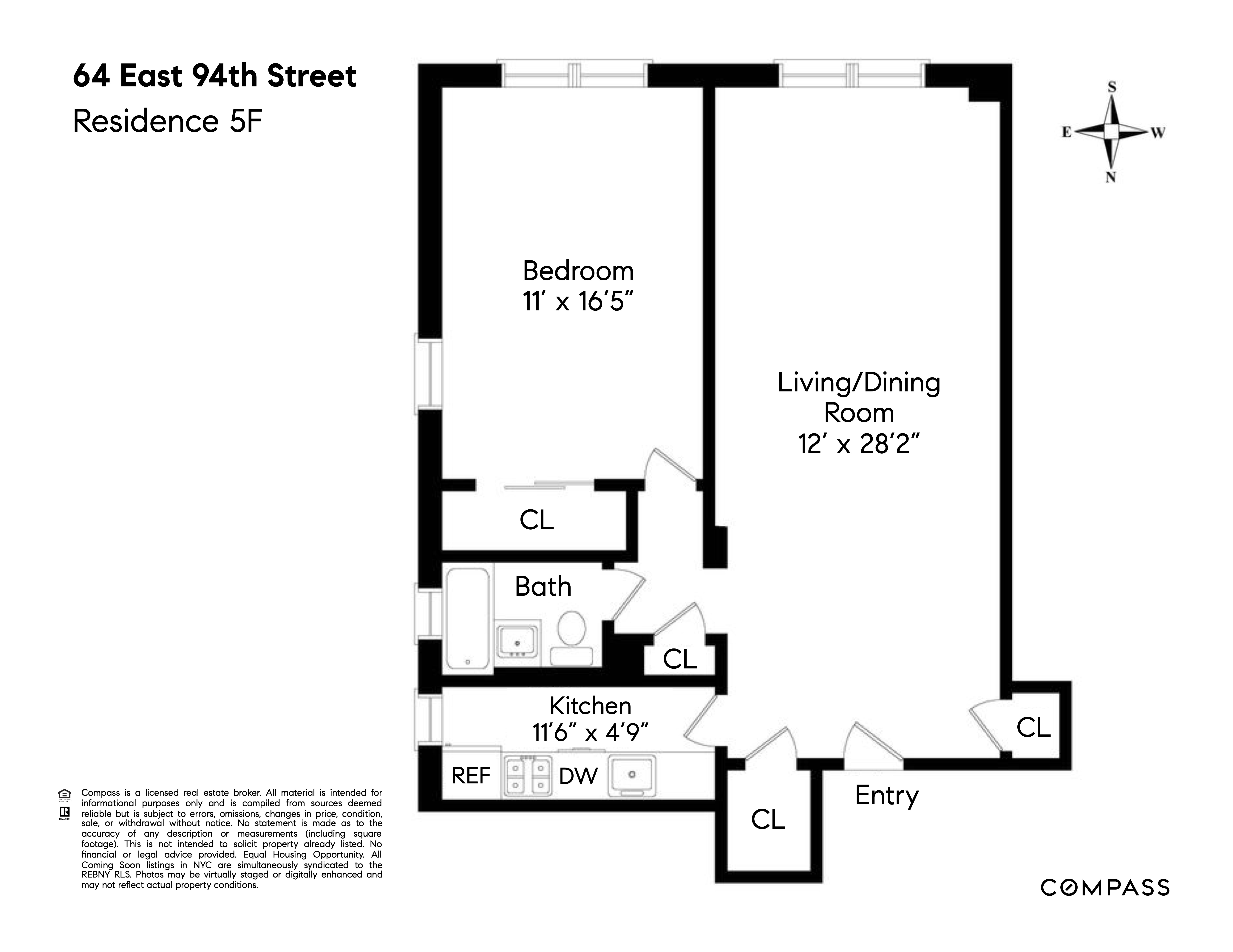 Floorplan for 64 East 94th Street, 5F