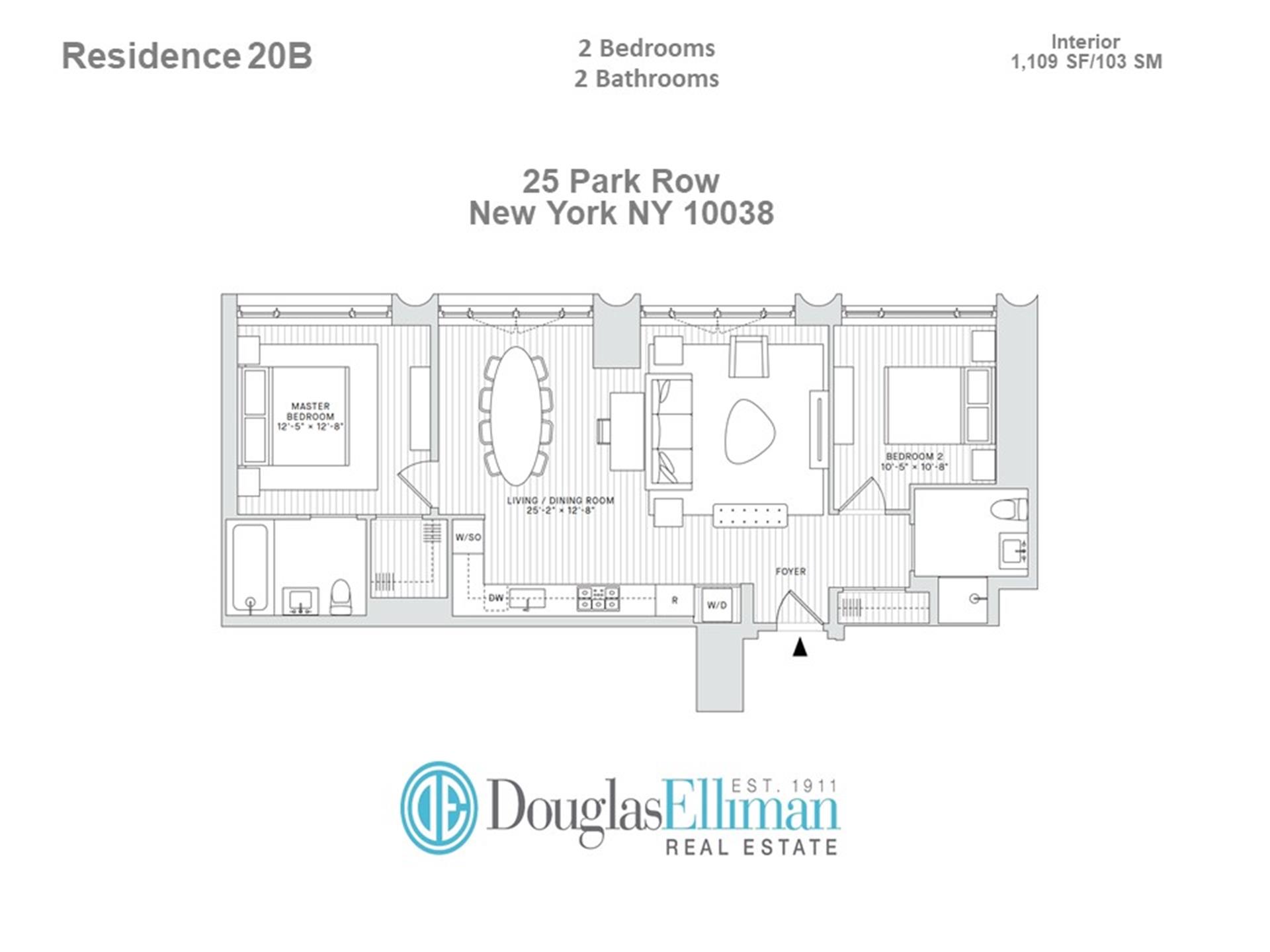 Floorplan for 25 Park Row, 20B