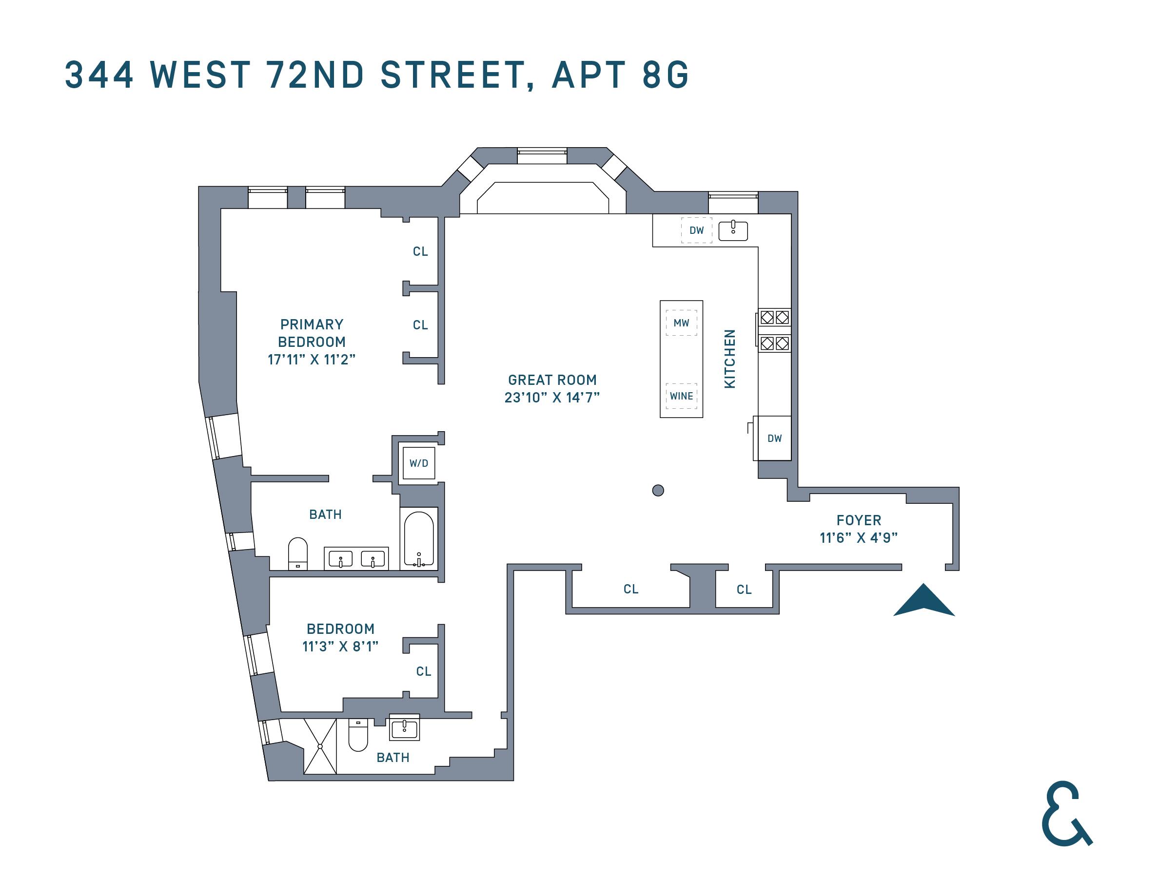 Floorplan for 344 West 72nd Street, 8-C