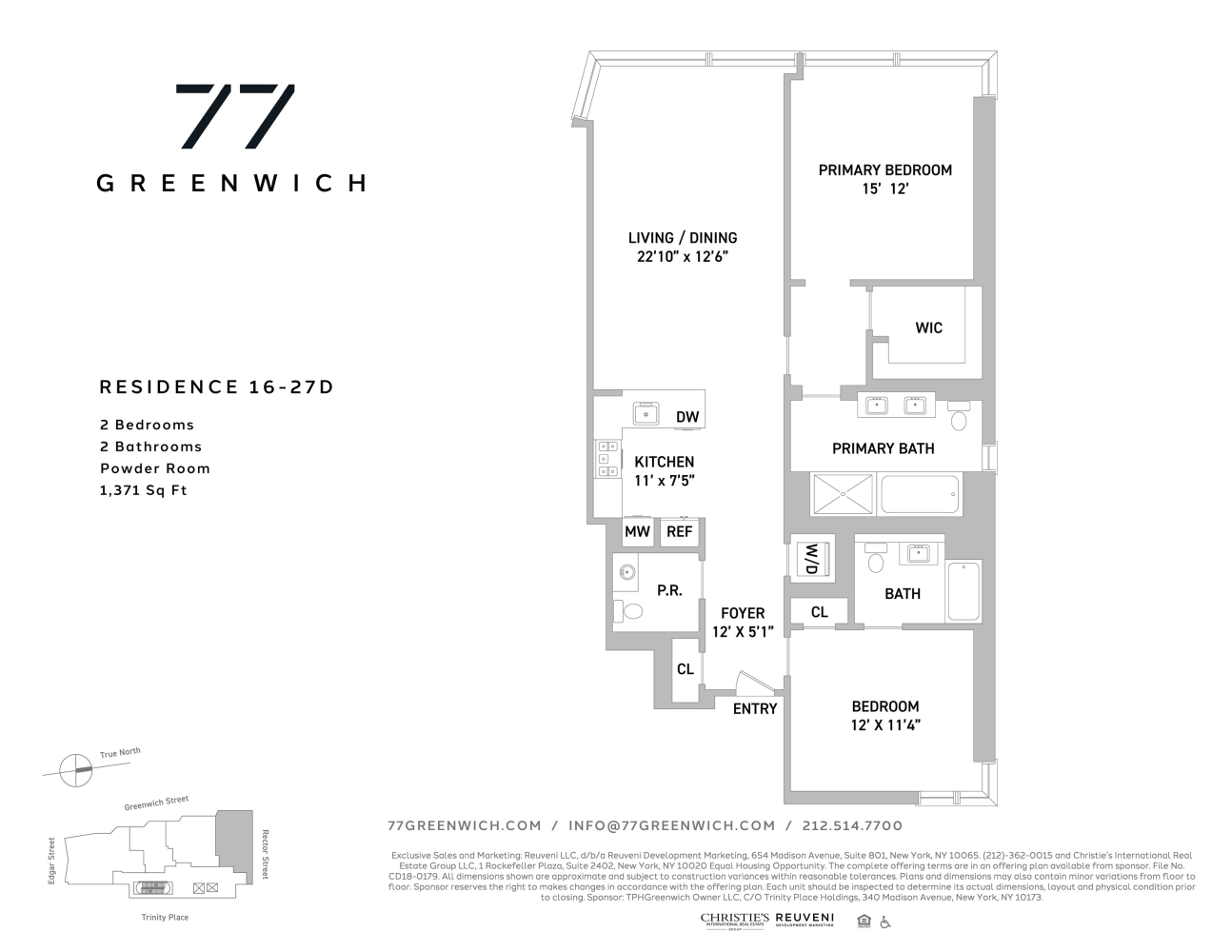 Floorplan for 77 Greenwich Street, 25D