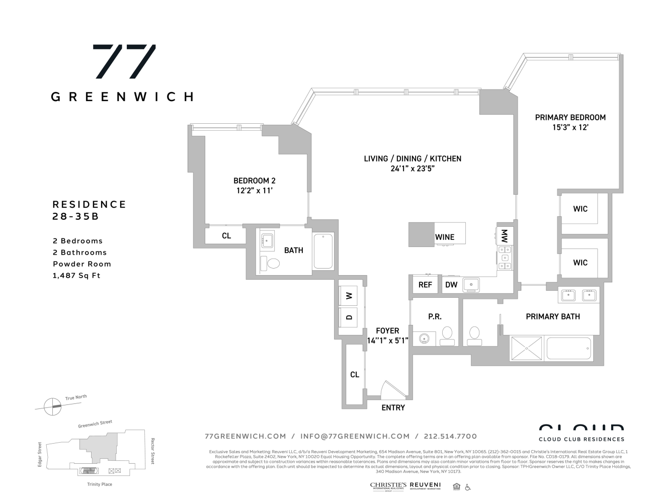 Floorplan for 77 Greenwich Street, 35B