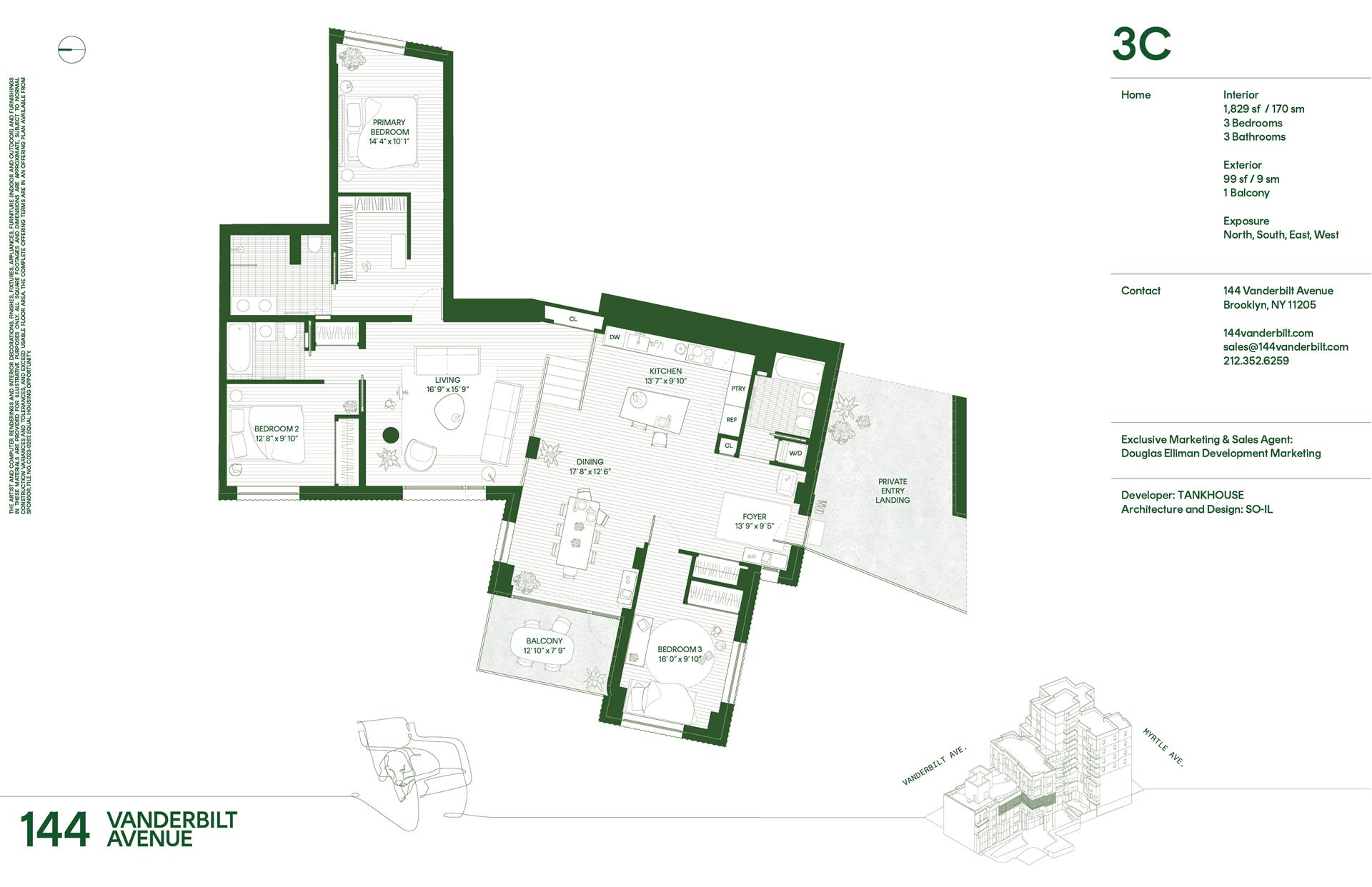 Floorplan for 144 Vanderbilt Avenue, 3C