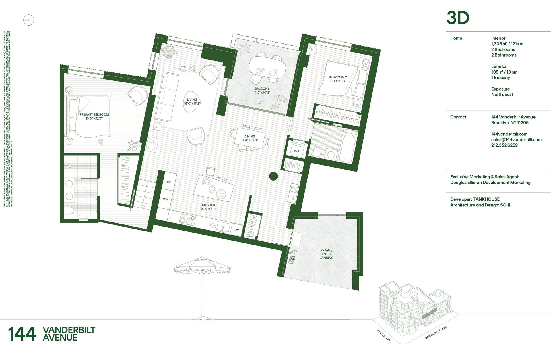 Floorplan for 144 Vanderbilt Avenue, 3D