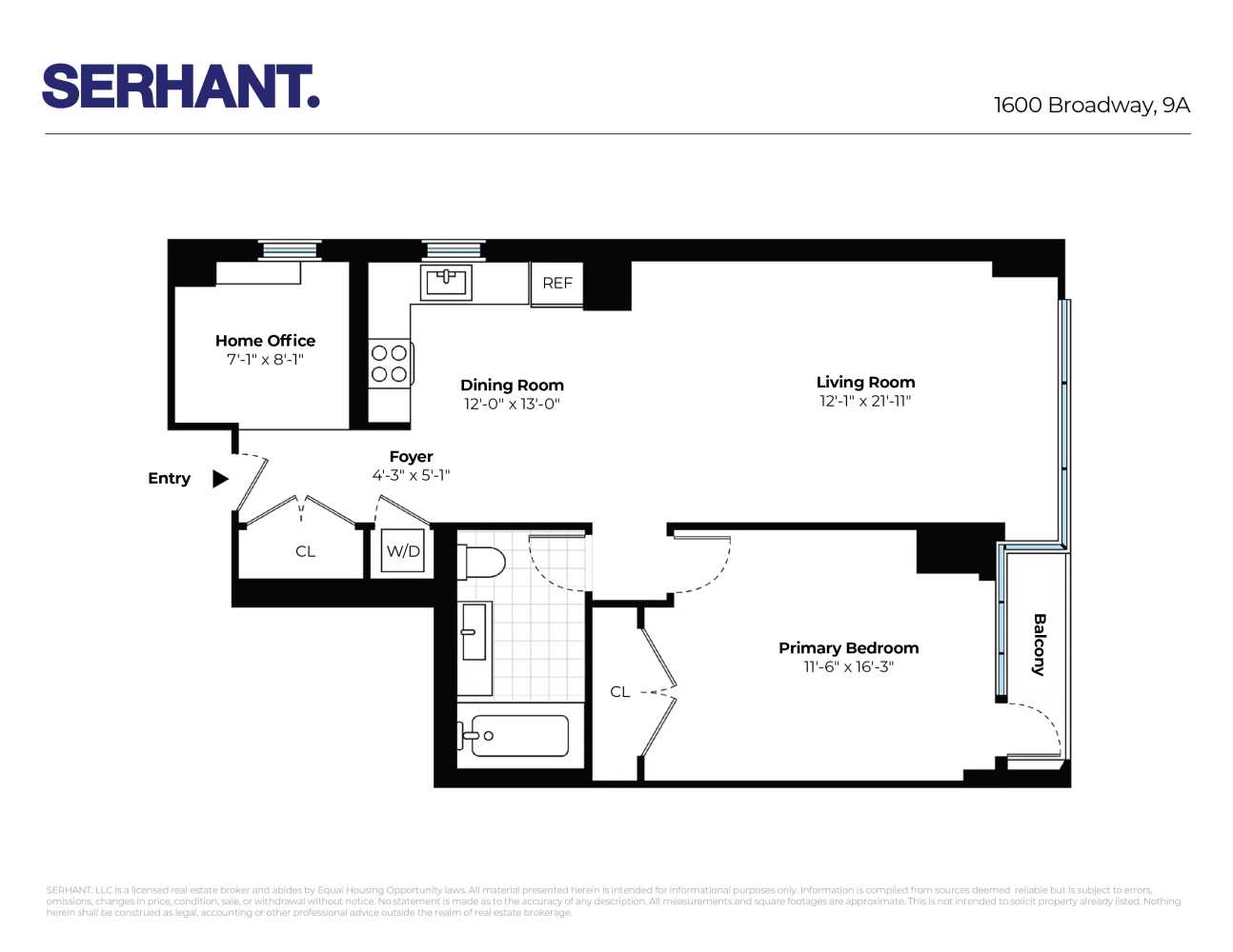 Floorplan for 1600 Broadway, 9A