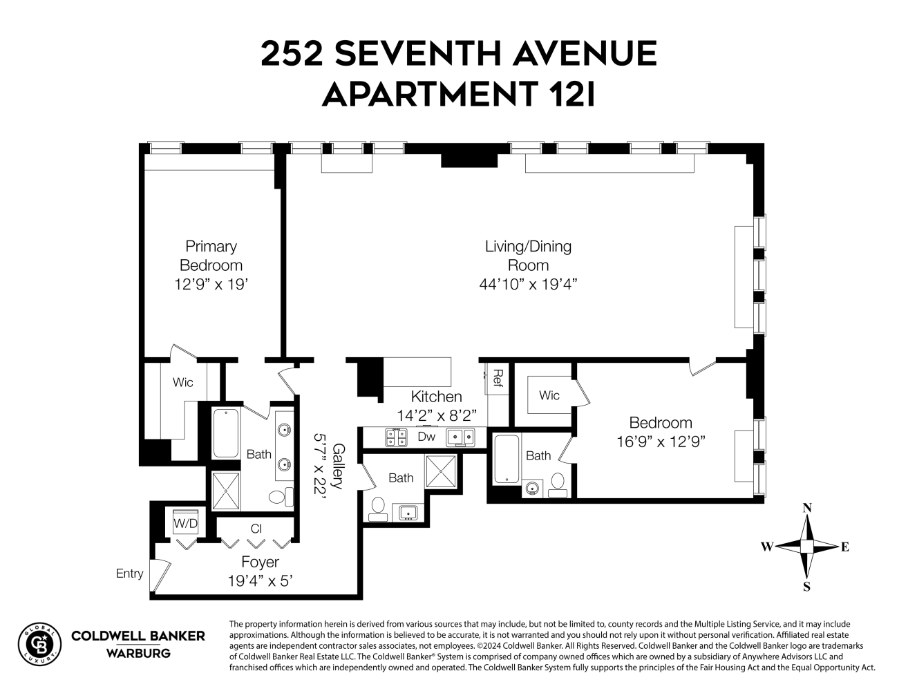 Floorplan for 252 7th Avenue, 12I