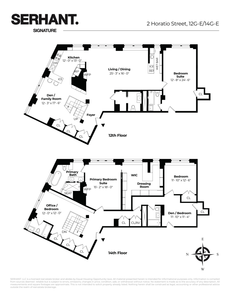 Floorplan for 2 Horatio Street, 12G/14G