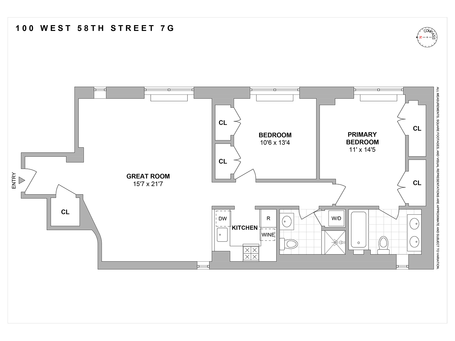 Floorplan for 100 West 58th Street, 7G