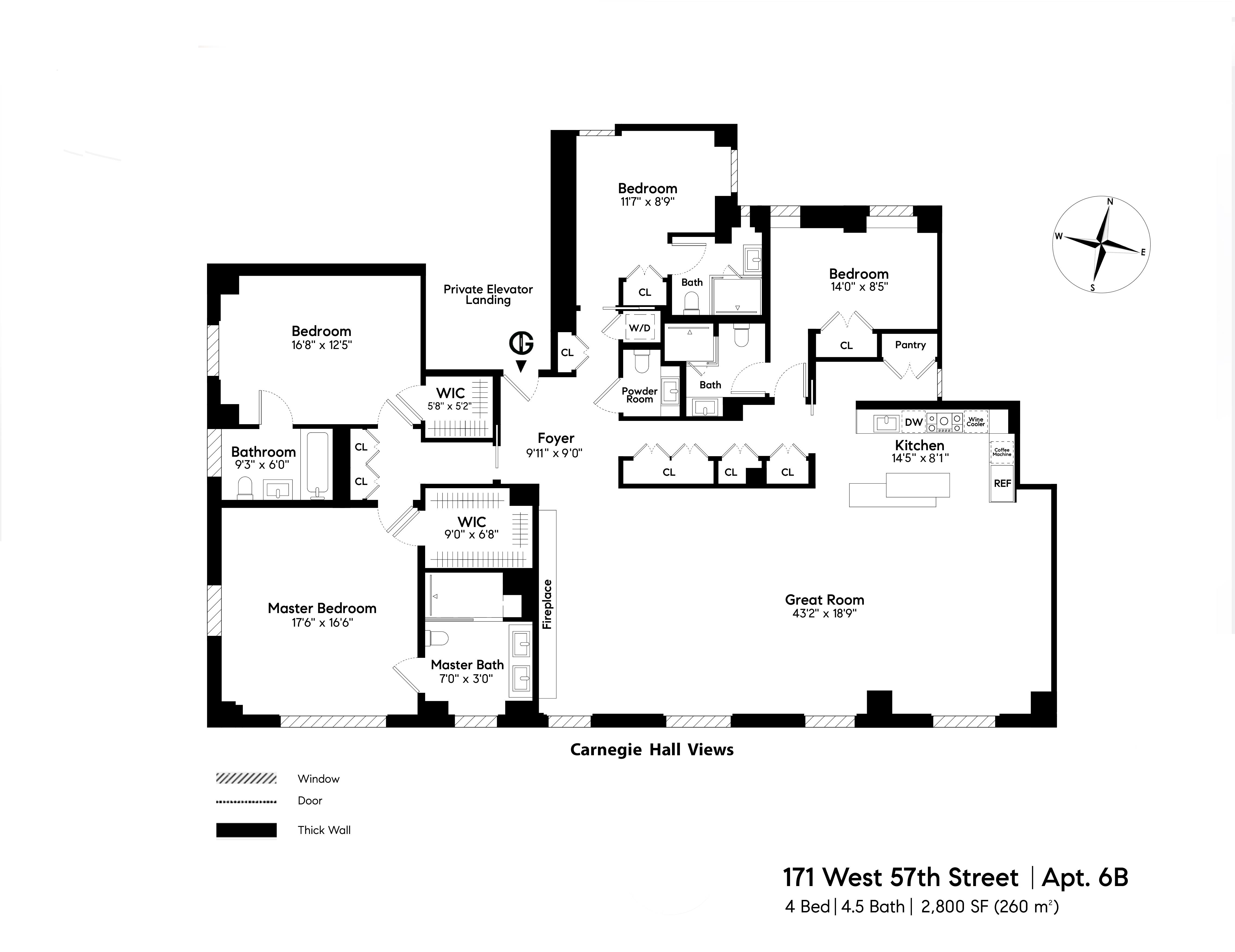 Floorplan for 171 West 57th Street, 6-B