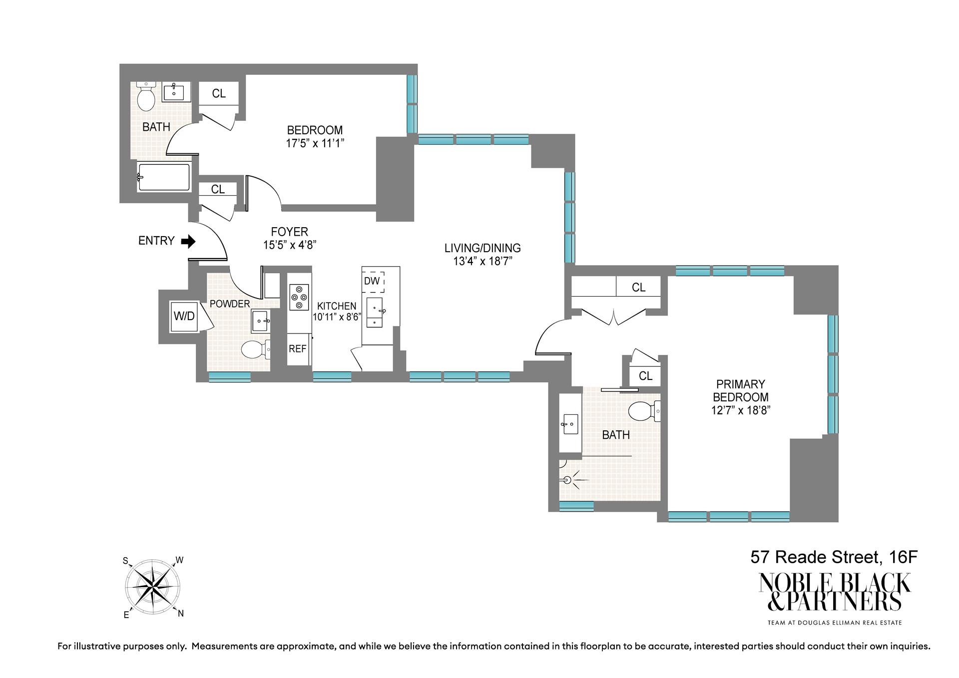 Floorplan for 57 Reade Street, 16F