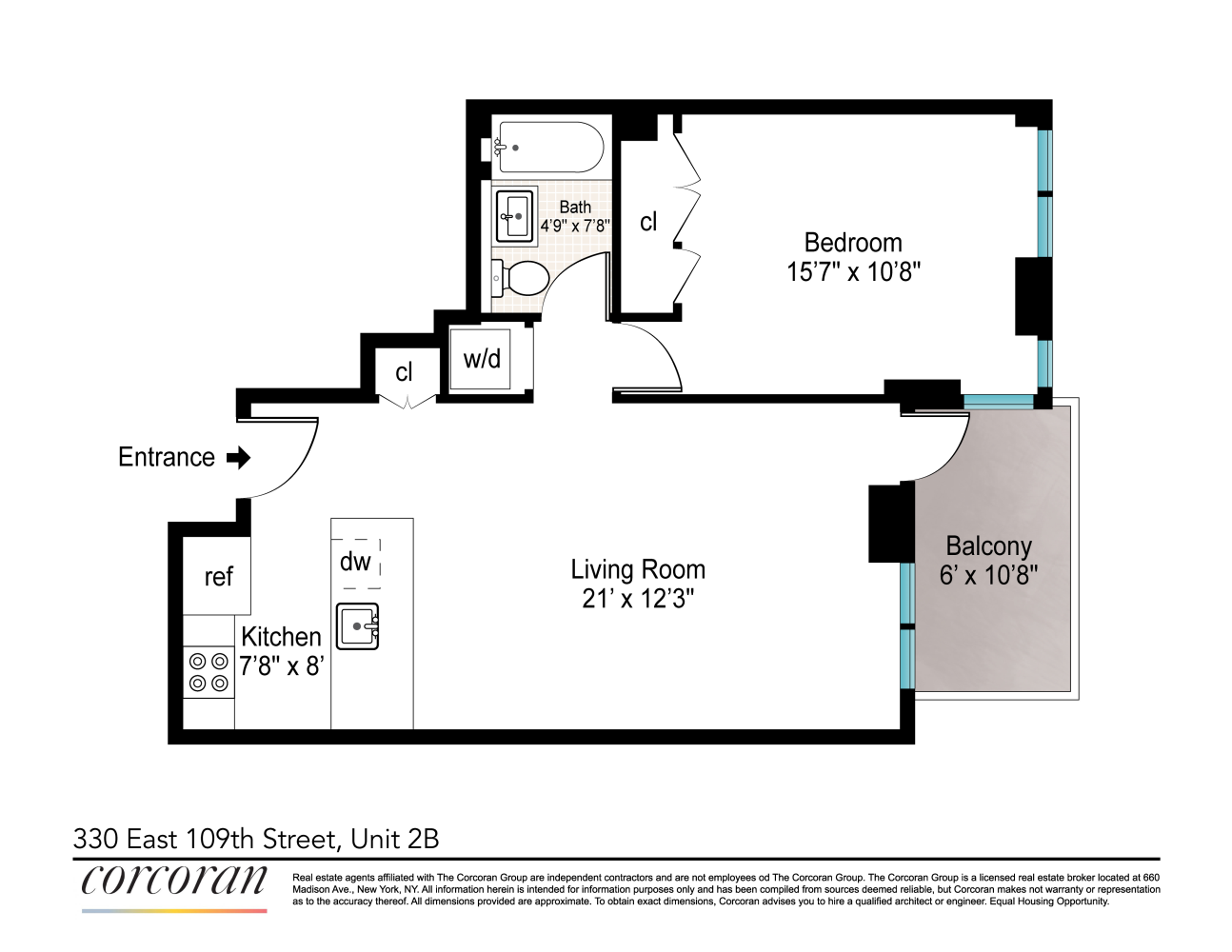 Floorplan for 330 East 109th Street, 2B