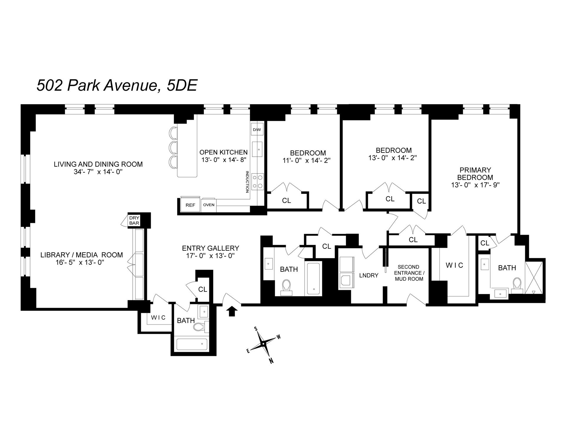 Floorplan for 502 Park Avenue, 5DE