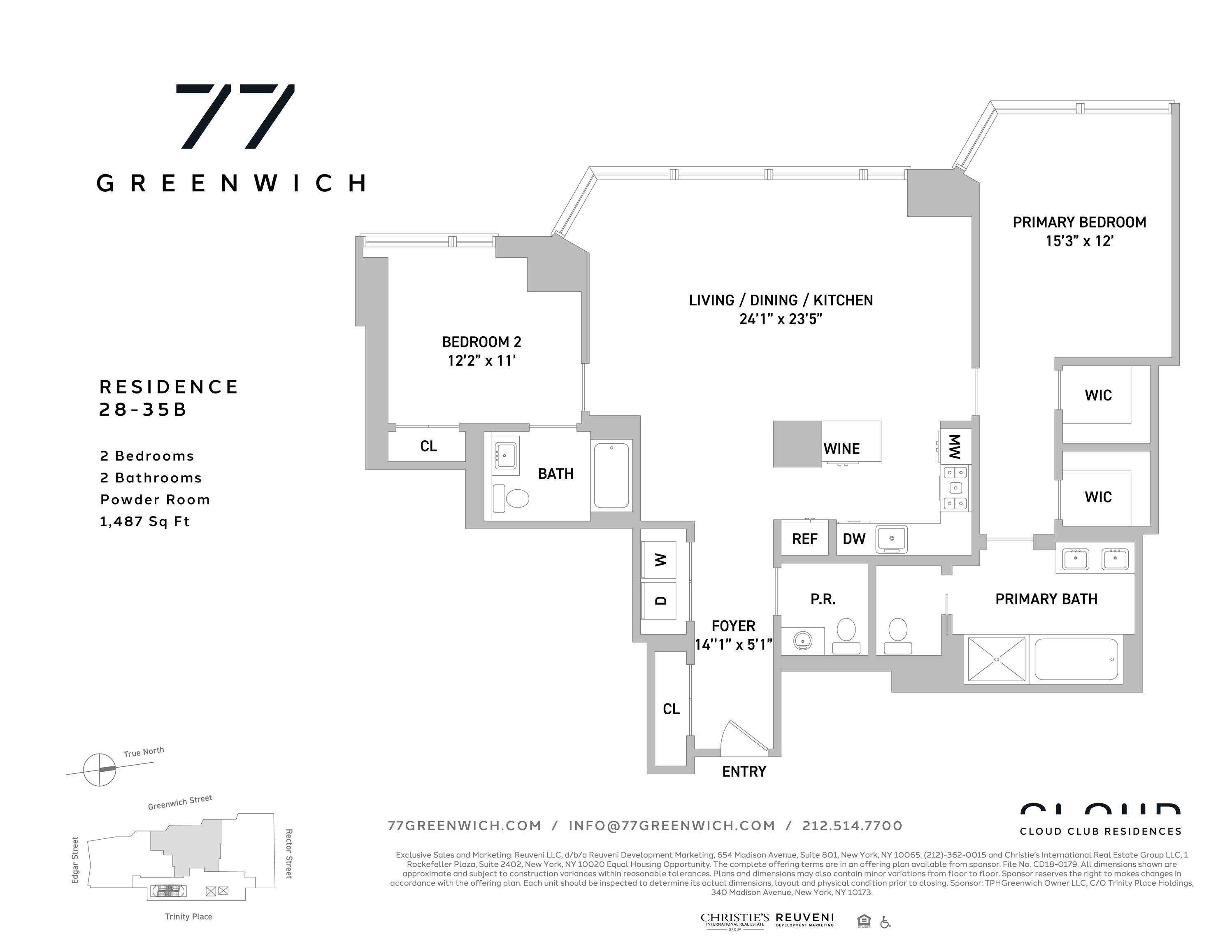 Floorplan for 77 Greenwich Street, 35-B