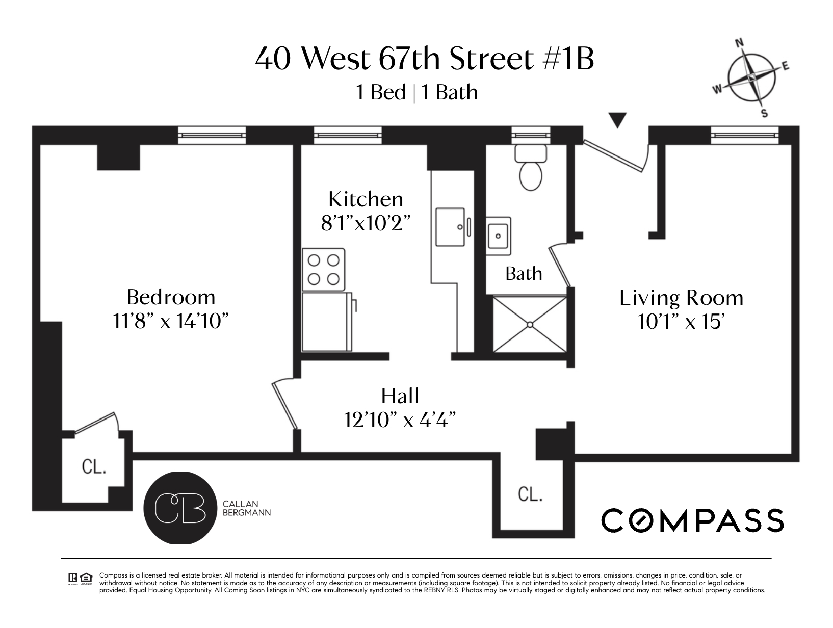 Floorplan for 40 West 67th Street, 1B