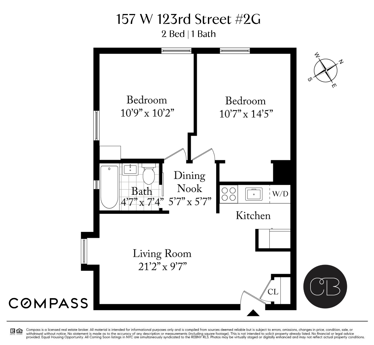 Floorplan for 157 West 123rd Street, 2G