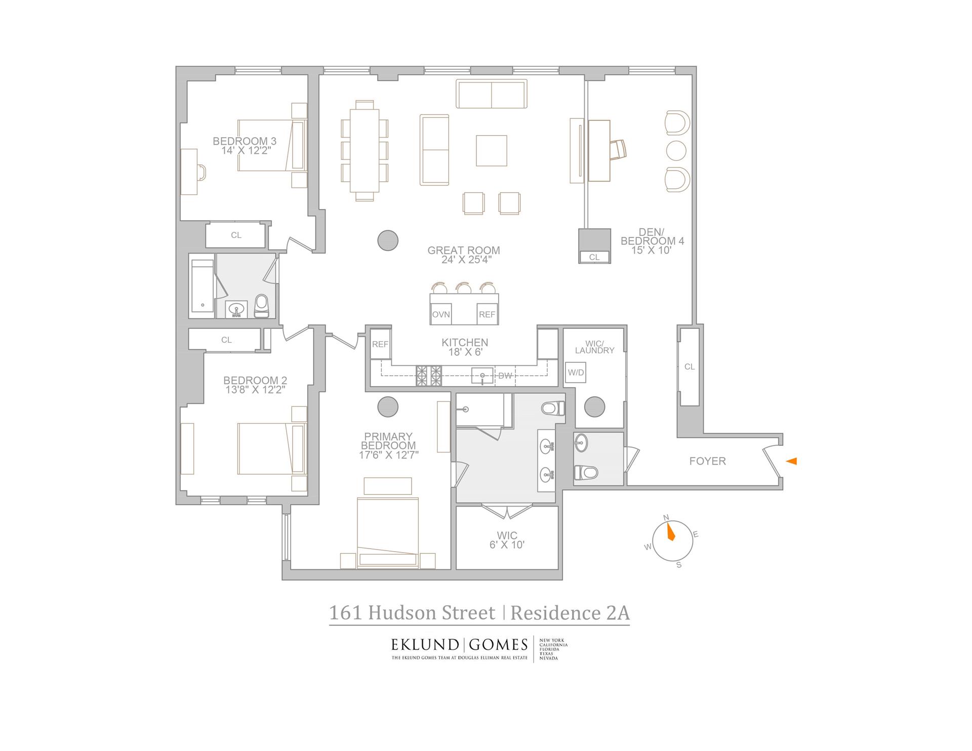 Floorplan for 161 Hudson Street, 2A