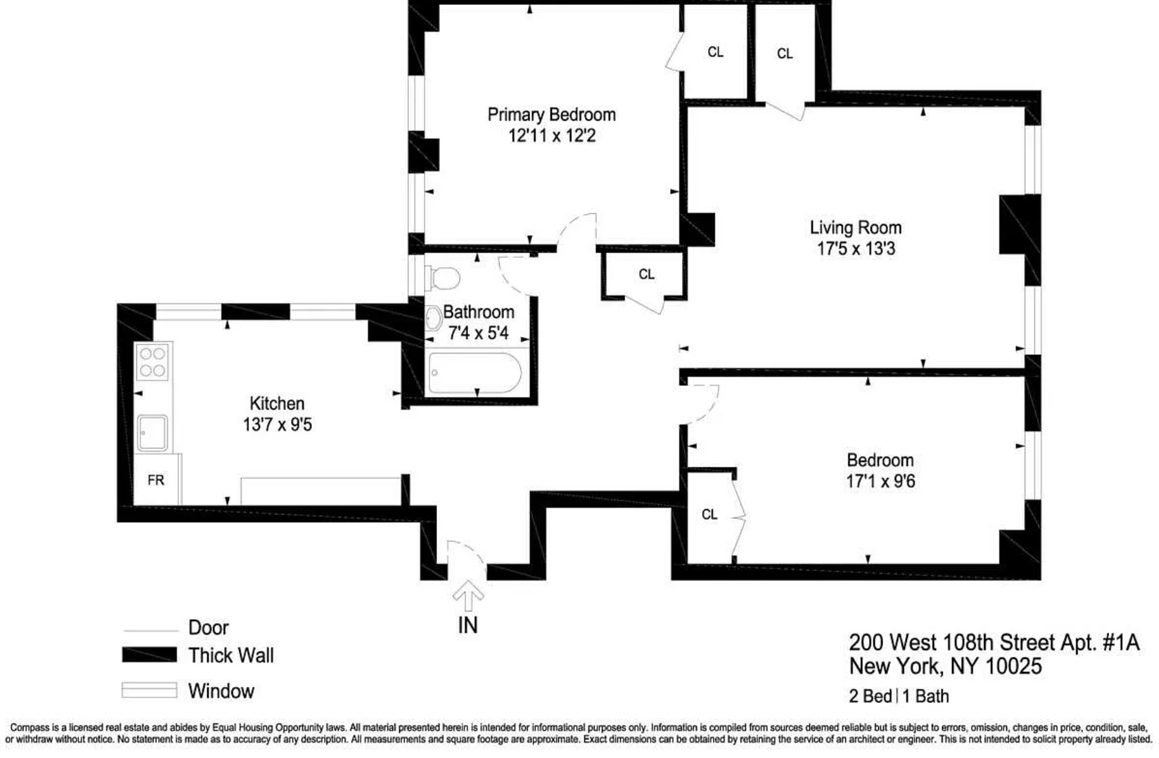 Floorplan for 200 West 108th Street, 1A