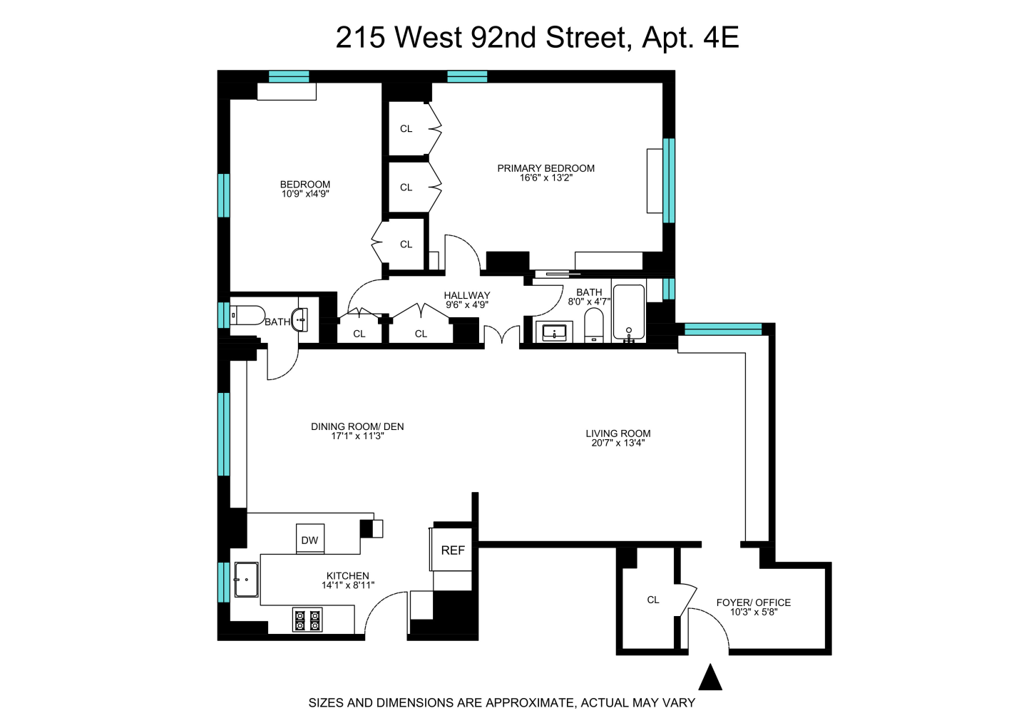 Floorplan for 215 West 92nd Street, 4E