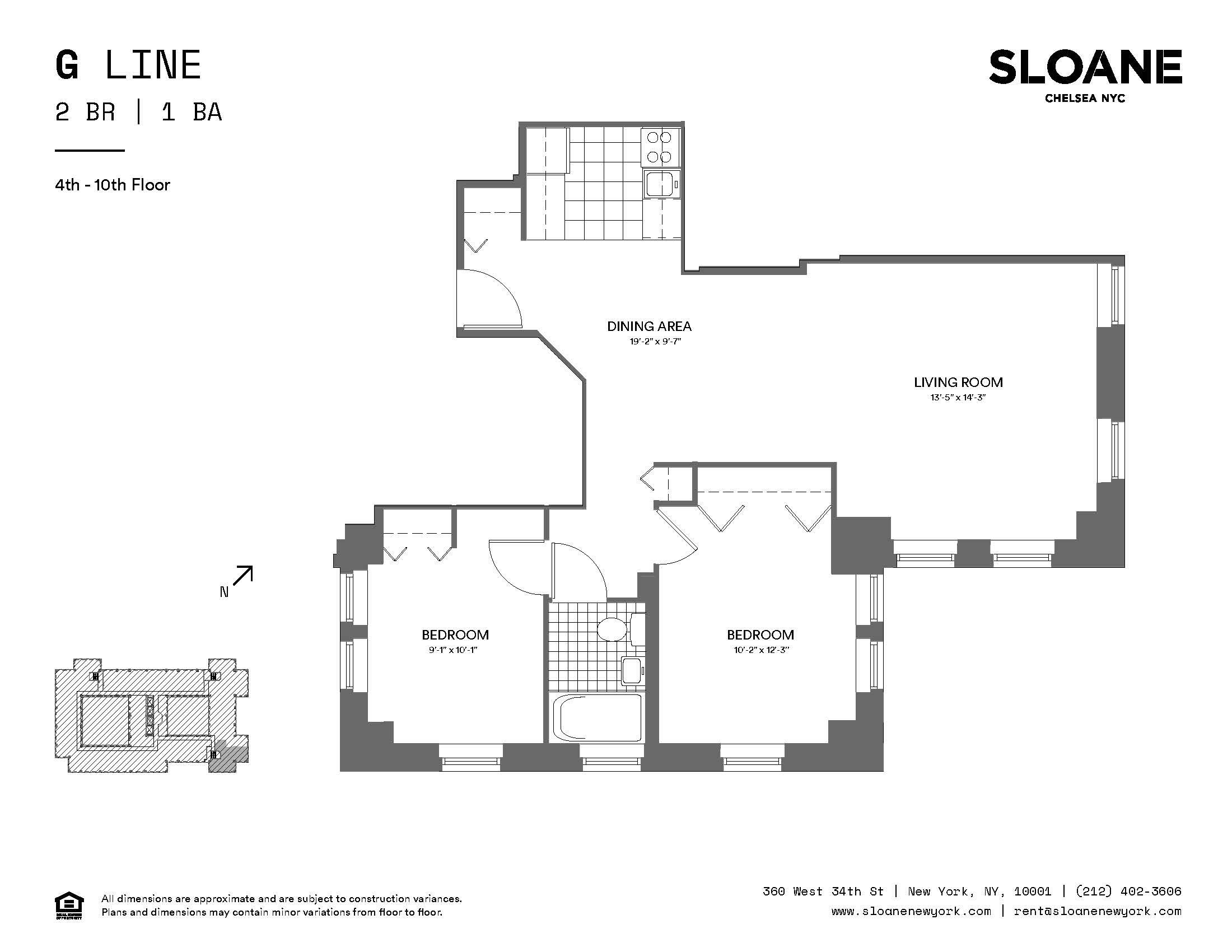 Floorplan for 360 West 34th Street, 6-G