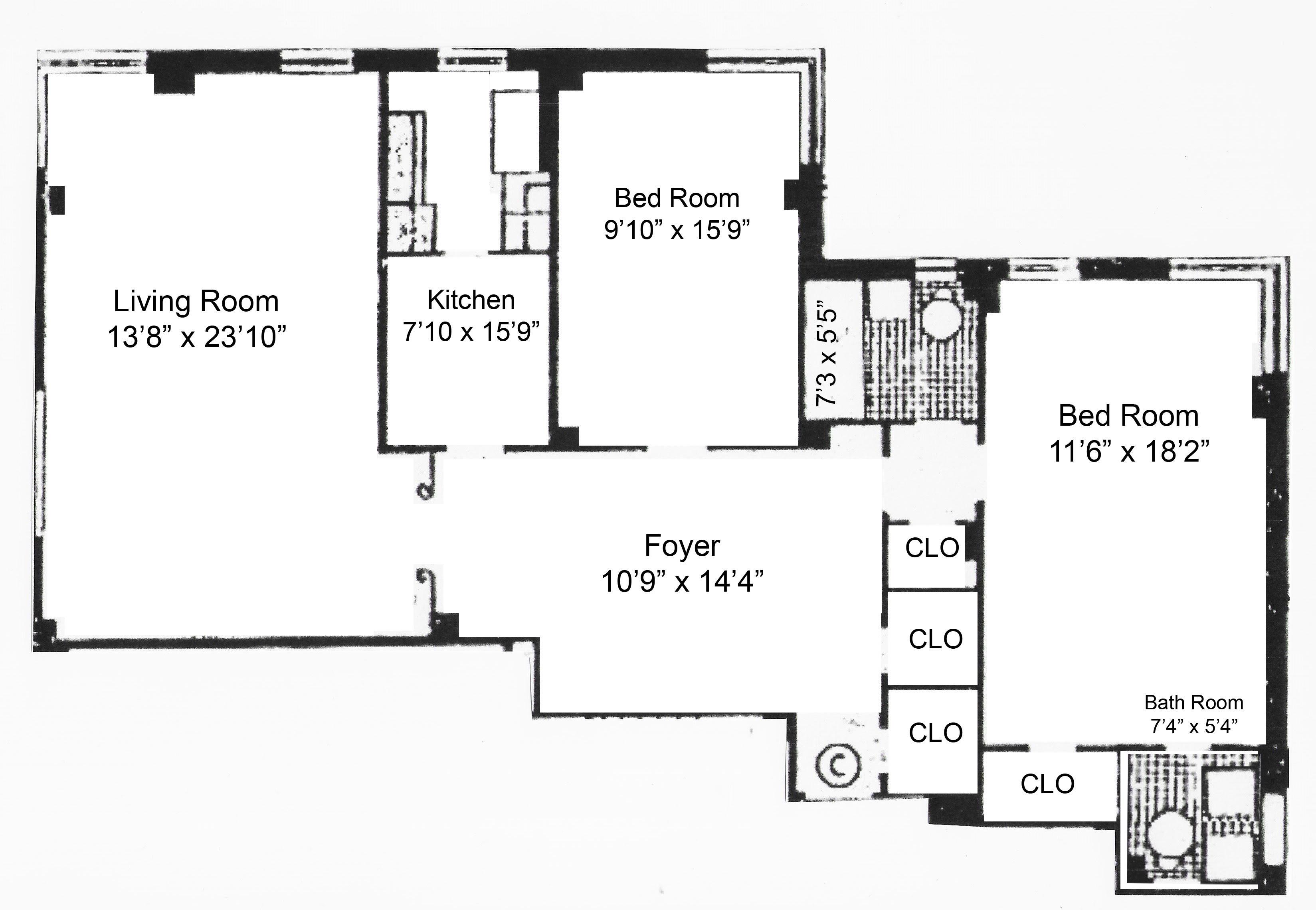 Floorplan for 565 West End Avenue, 19-C