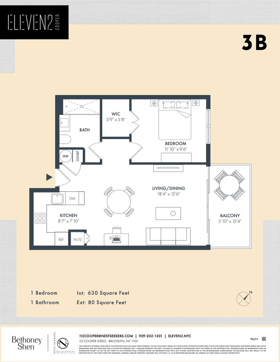 Floorplan for 112 Cooper Street, 3-B