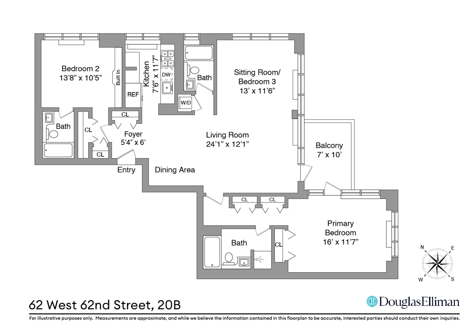 Floorplan for 62 West 62nd Street, 20B