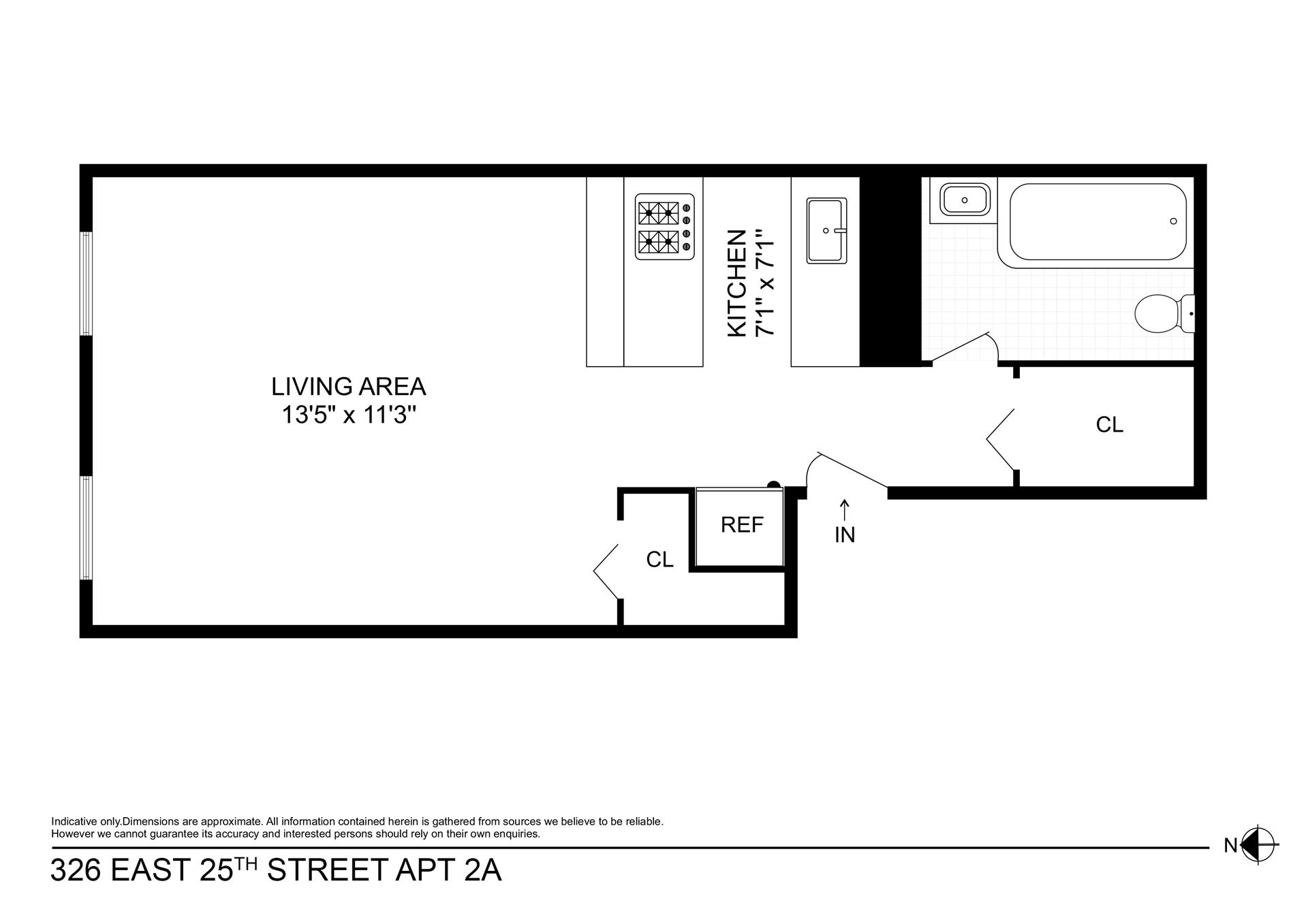 Floorplan for 326 East 25th Street, 2A